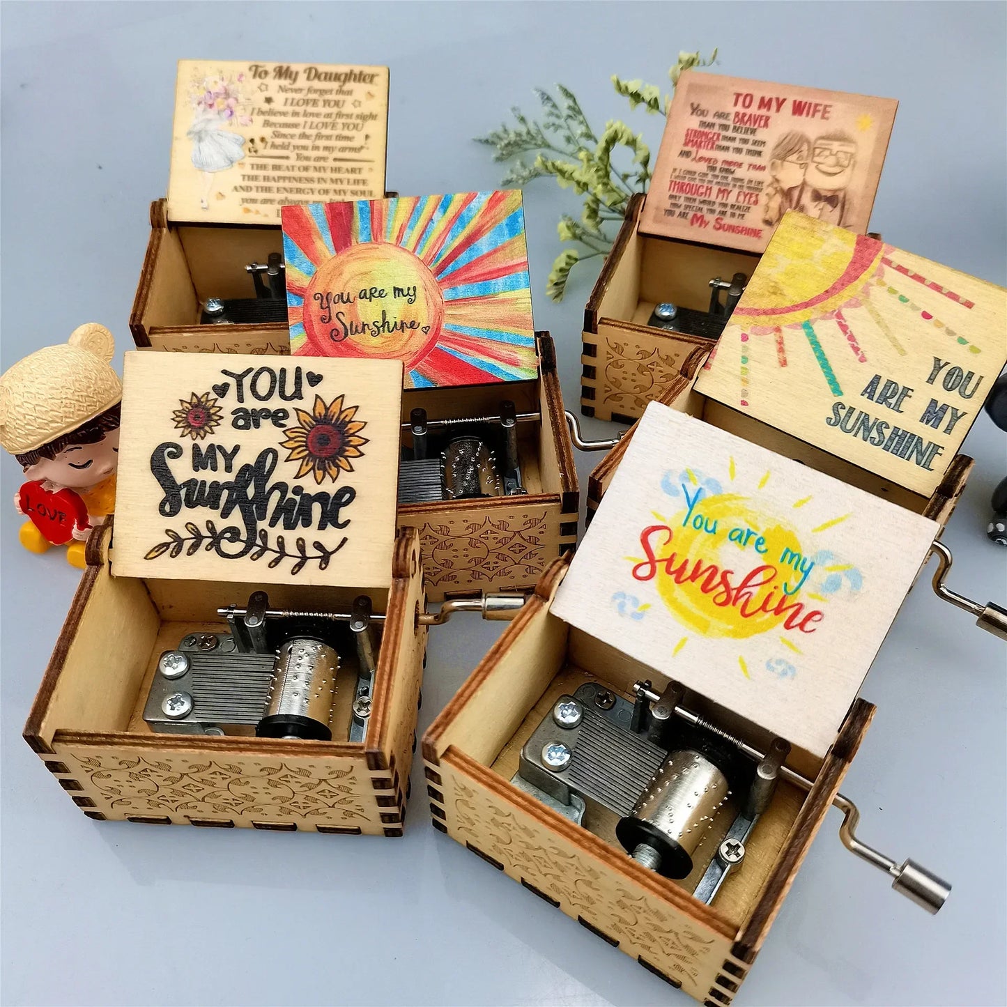 You Are My Sunshine Music Box Hand Crank Birthday Present Valentine's Day